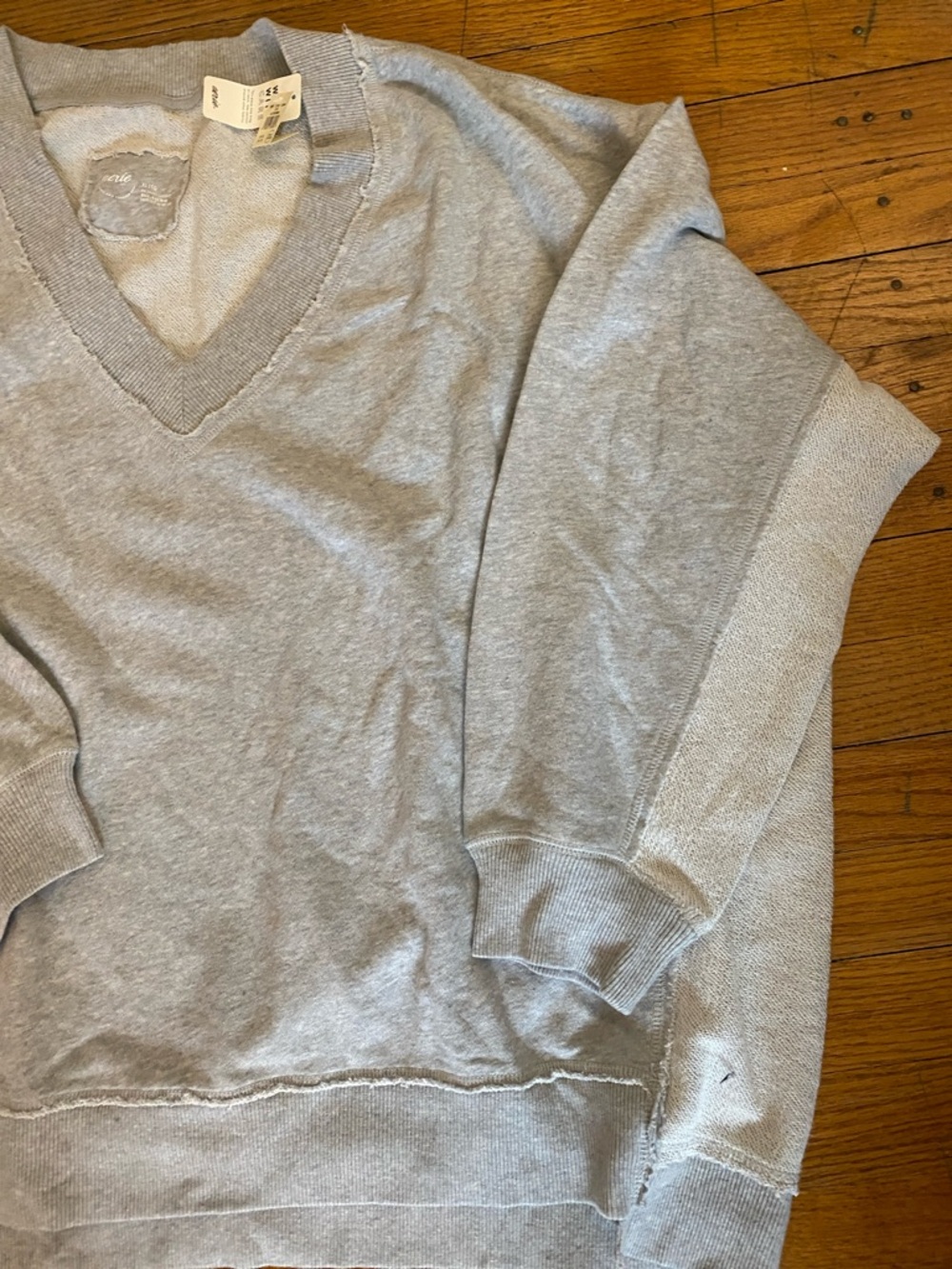 aerie Light Gray V-Neck women’s sweatshirt - Picture 3 of 5